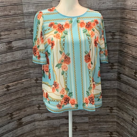 Vici Tops - Vici Rose Floral Short Sleeve Blouse Top